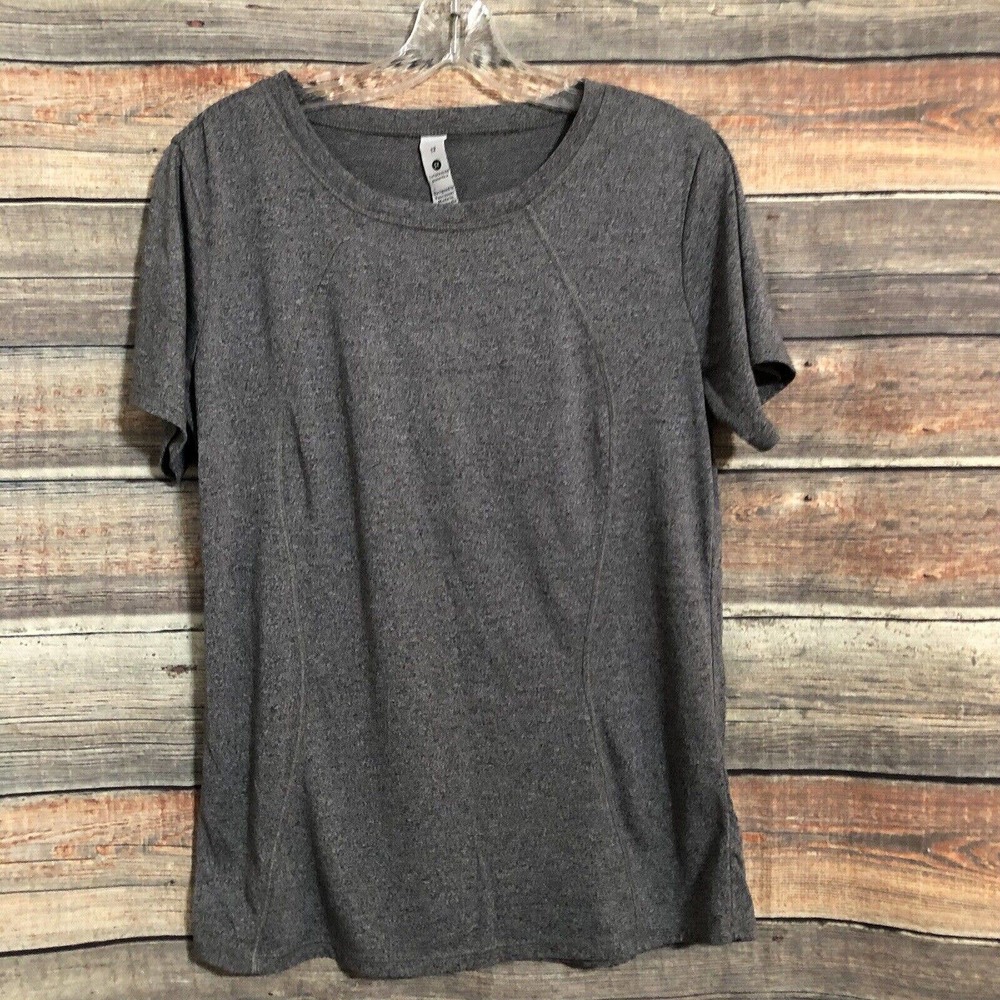 Lululemon Womens Size 12 Gray Black Marled Short Sleeve Top